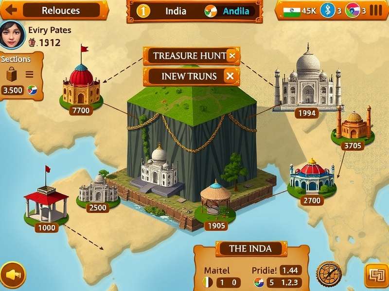 Treasure Hunt India gameplay showing various Indian locations